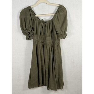 COPPERKEY Women's Khaki Olive Green On/Off Shoulder Dress Size M